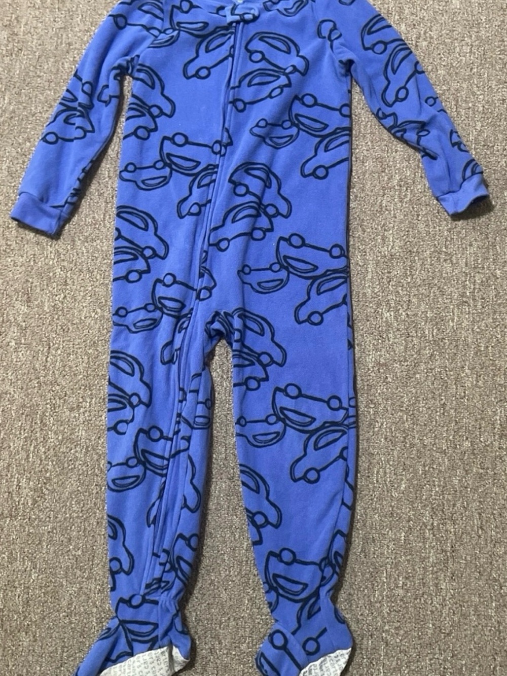 Boys Carters Blue With Cars Footed Pajamas Size 5T